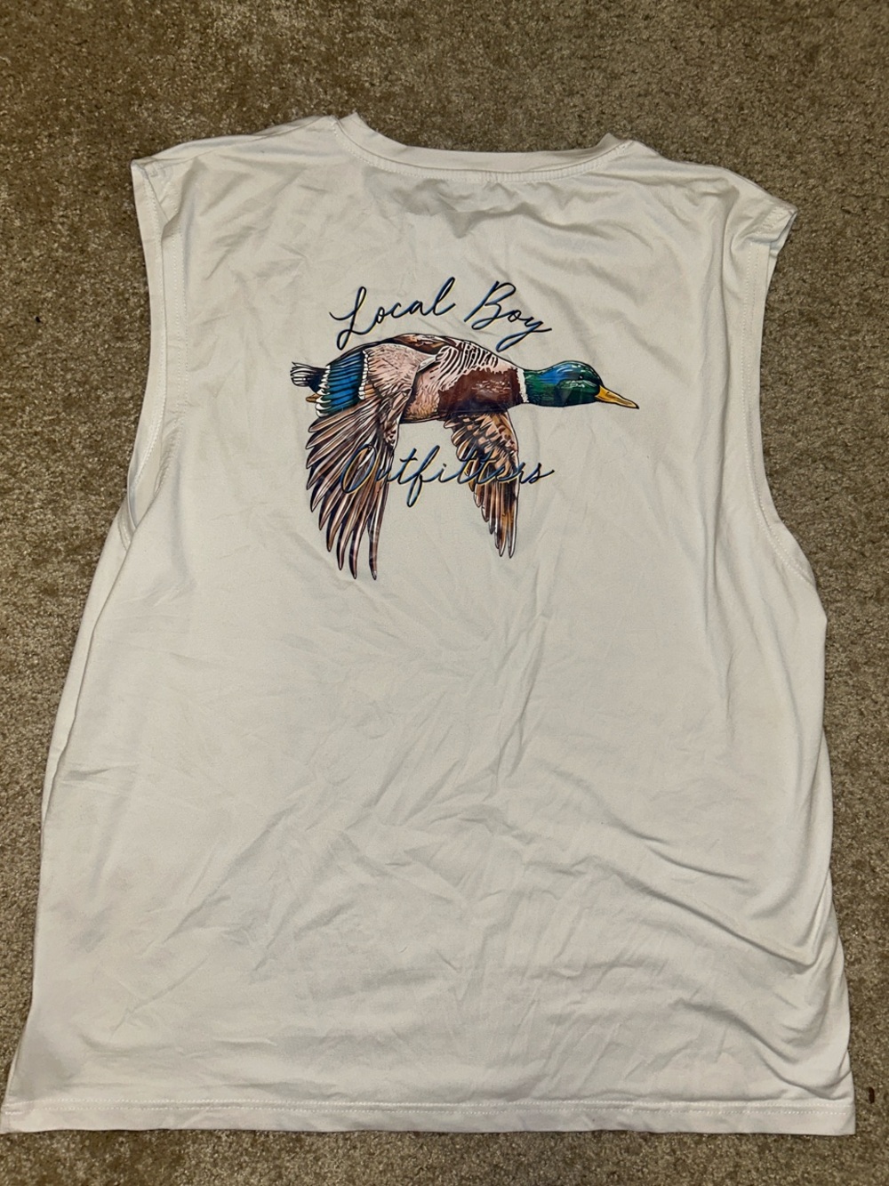 White Men’s Tank Top with Small Duck Graphic - Picture 3 of 3